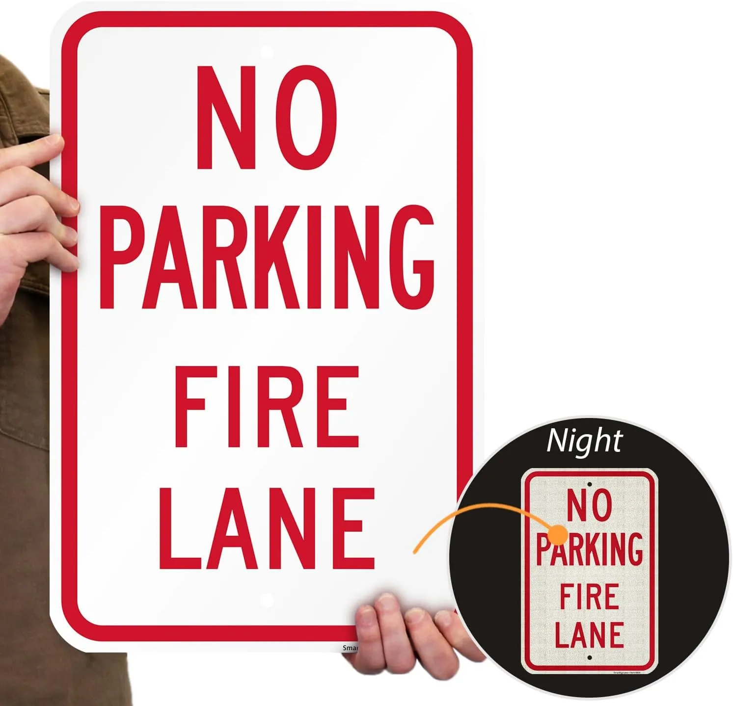 SmartSign No Parking - Fire Lane Sign | 12 x 18 Inches Engineer Grade Reflective ACM, Laminated for Protection, Rust-Free, Made in USA