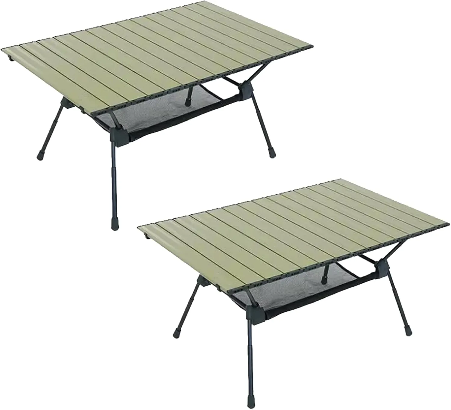 SOBOUR Camping Table with Storage Aluminum Camping Table Roll Up Tables for Camping with Carry Bag Multi-Purpose for Camping Hiking, 2 Pack
