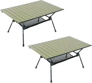 SOBOUR Camping Table with Storage Aluminum Camping Table Roll Up Tables for Camping with Carry Bag Multi-Purpose for Camping Hiking, 2 Pack