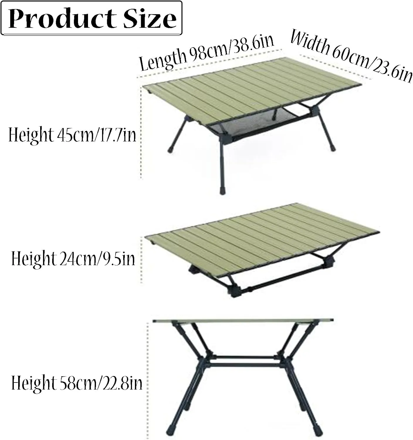 SOBOUR Camping Table with Storage Aluminum Camping Table Roll Up Tables for Camping with Carry Bag Multi-Purpose for Camping Hiking, 2 Pack