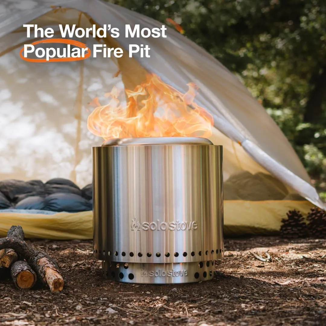 Solo Stove Ranger Essential Bundle 2.0 | Incl. Ranger Smokeless Fire Pit, Stand, Lid, Camping Accessories, Portable for Wood Burning, Removable Ash Pan, Stainless Steel, H:15.25in x Dia: 15in, 16.1lbs