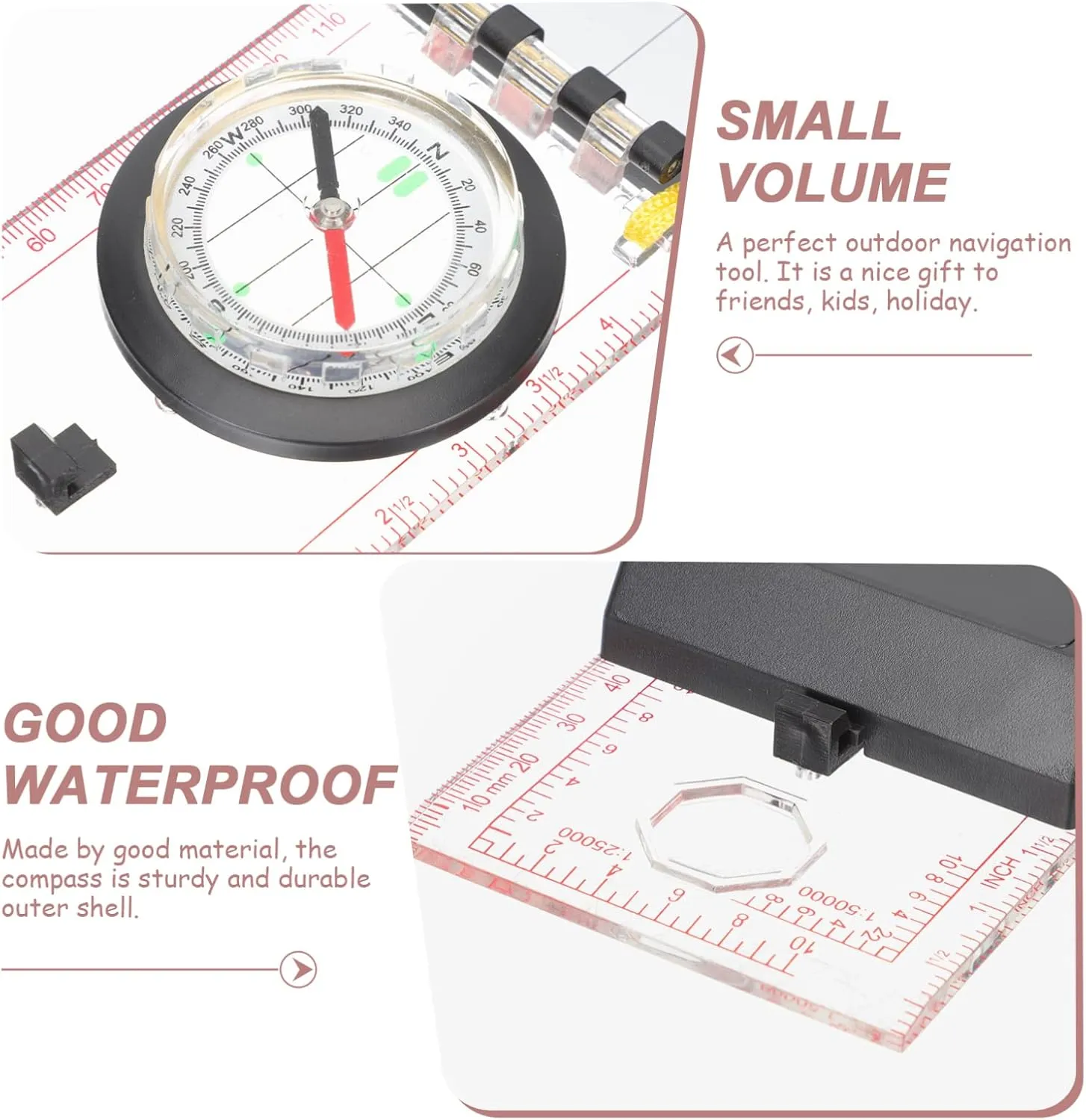 Sosoport Multipurpose Outdoor Compass Ruler Durable Mapping Tool for Hiking Camping and Survival Activities