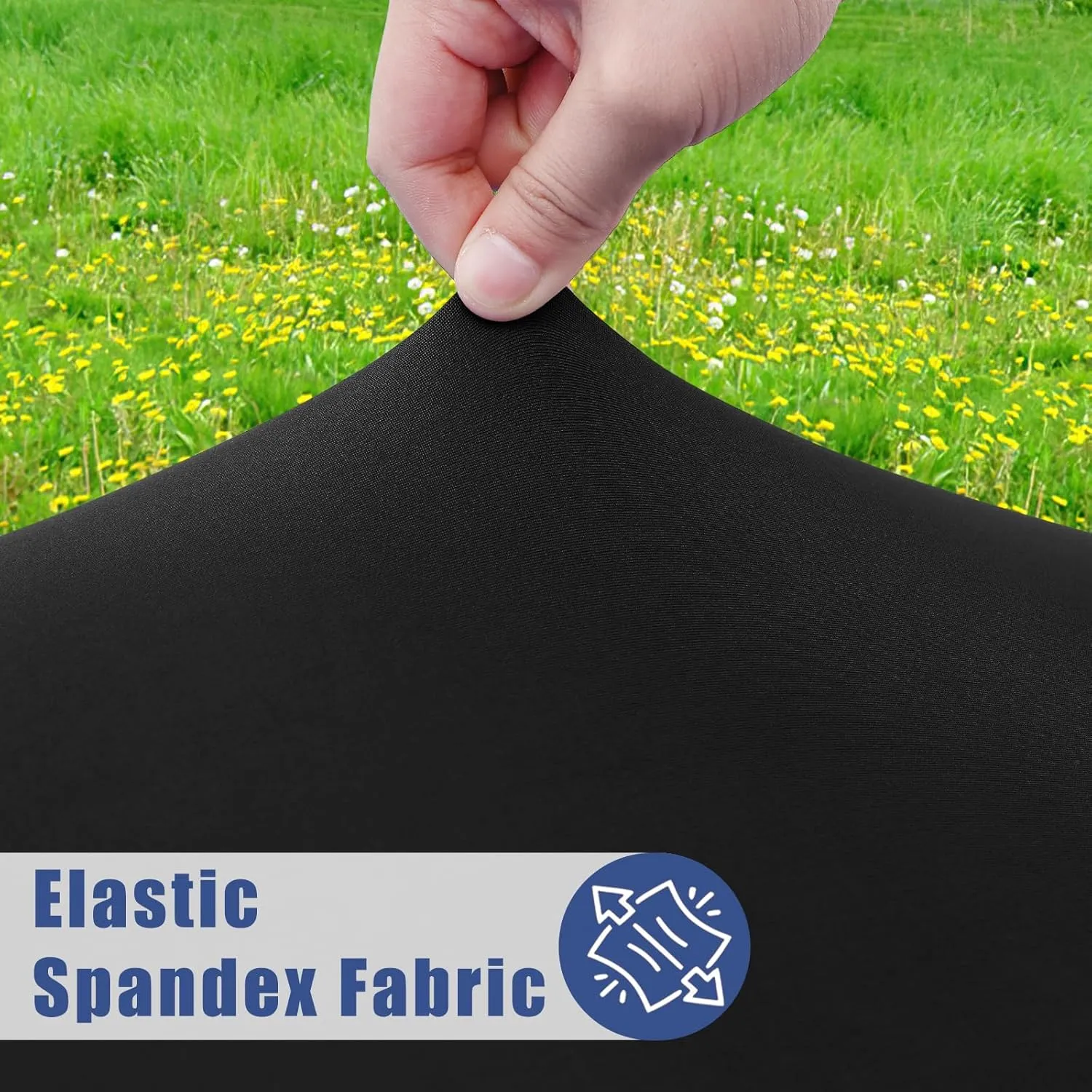 Spandex Picnic Table Cloth 2 Pack, Elastic Fitted Tablecloths for 4 Foot Rectangle Tables, Stretch Washable Patio Table Cover for Outdoor, Camping, Banquet and Parties (Black, 24"x48")