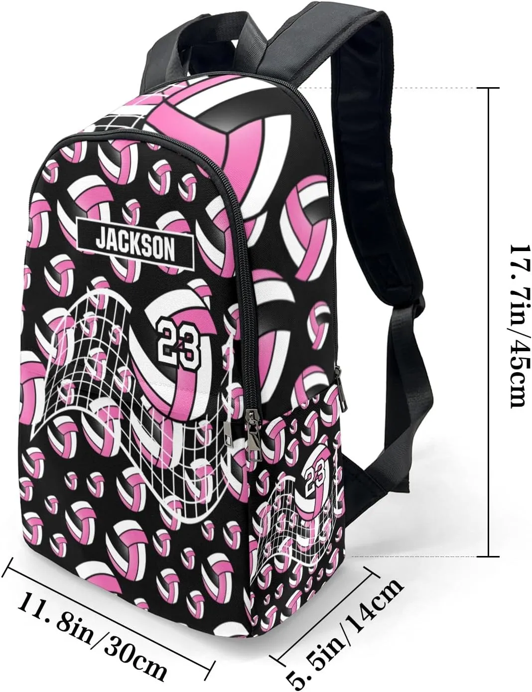 Sport Volleyball Number Pink Personalized Backpack for Teen Custom Travel Backpack for Boys Girs Bookbag Casual Bag Name Gift