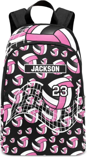 Sport Volleyball Number Pink Personalized Backpack for Teen Custom Travel Backpack for Boys Girs Bookbag Casual Bag Name Gift