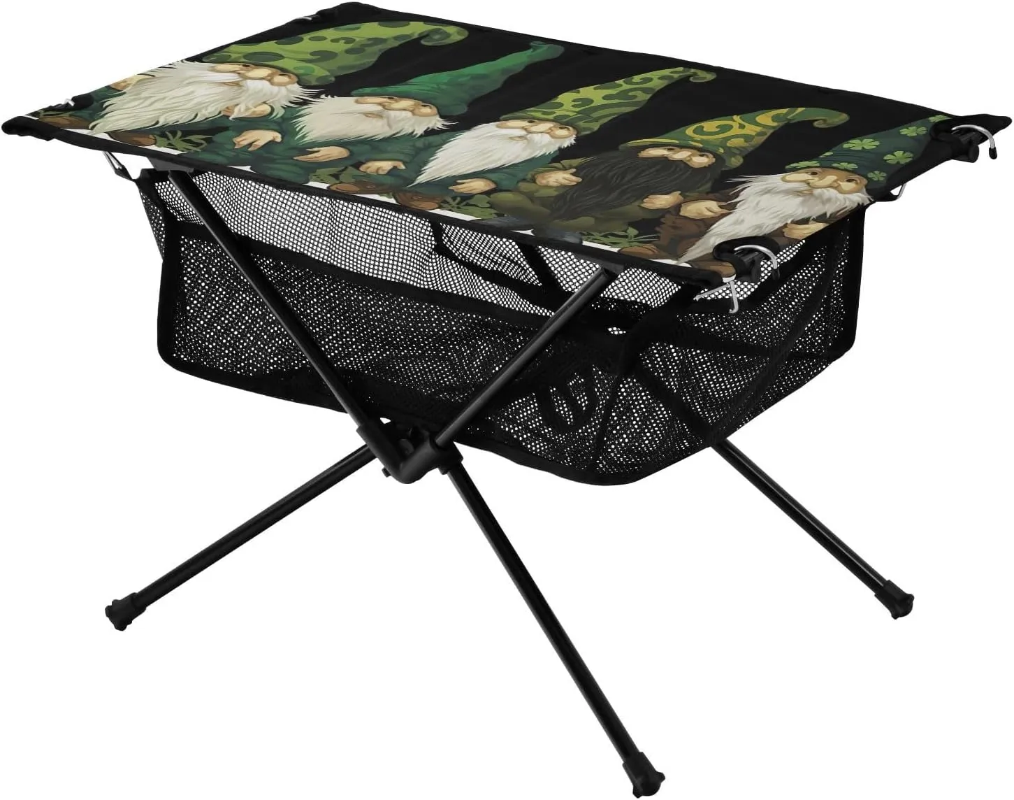 St Patrick's Day Gnomes Portable Folding Camping Table, Compact Lightweight Beach Table with Carrying Bag for Outdoor Picnics, BBQs, Camp