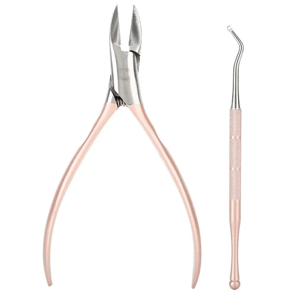 Stainless Steel Nail Clipper Set, Professional Nail Cutter Trimmer Tool For Ingrown Toenail, Pedicure Manicure Tool Kit With Safety Cover(Rose Gold)