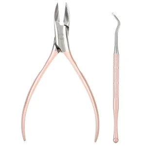 Stainless Steel Nail Clipper Set, Professional Nail Cutter Trimmer Tool For Ingrown Toenail, Pedicure Manicure Tool Kit With Safety Cover(Rose Gold)