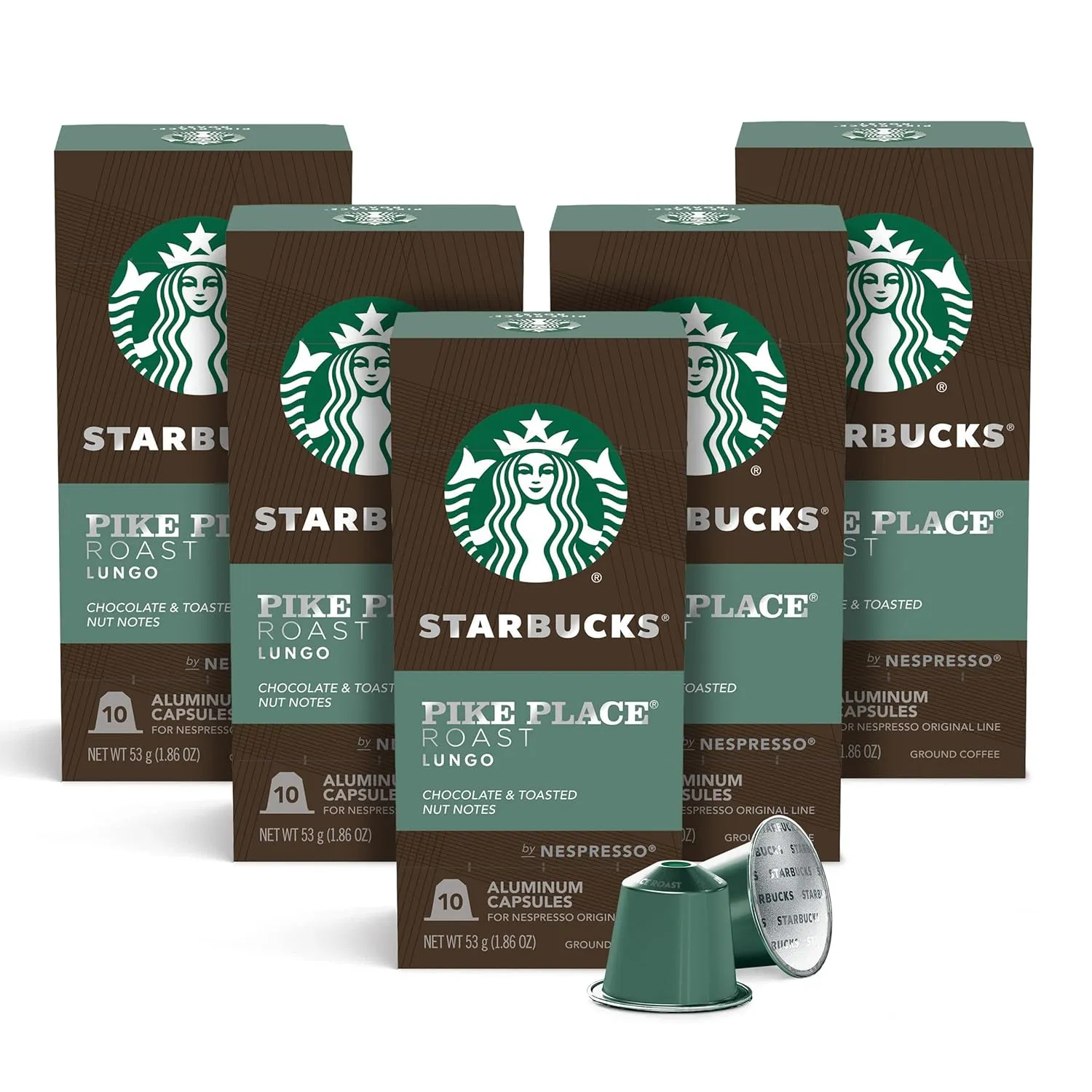 Starbucks by Nespresso Original Line, Pike Place, Medium Roast Coffee, 50-count Espresso Pods