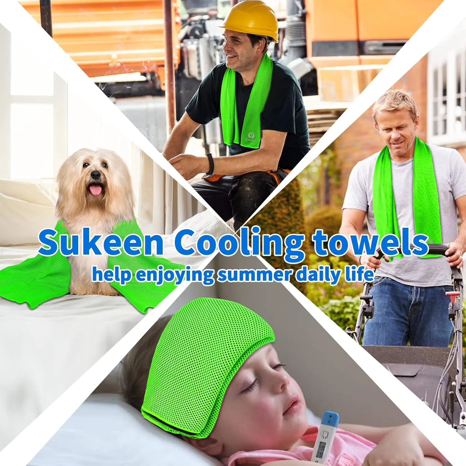 Sukeen [4 Pack Cooling Towel (40"x12"),Ice Towel,Soft Breathable Chilly Towel,Microfiber Towel for Yoga,Sport,Running,Gym,Workout,Camping,Fitness,Workout & More Activities