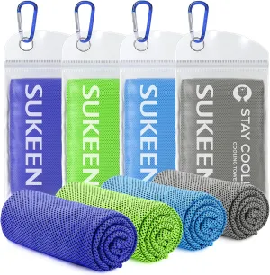 Sukeen [4 Pack Cooling Towel (40"x12"),Ice Towel,Soft Breathable Chilly Towel,Microfiber Towel for Yoga,Sport,Running,Gym,Workout,Camping,Fitness,Workout & More Activities