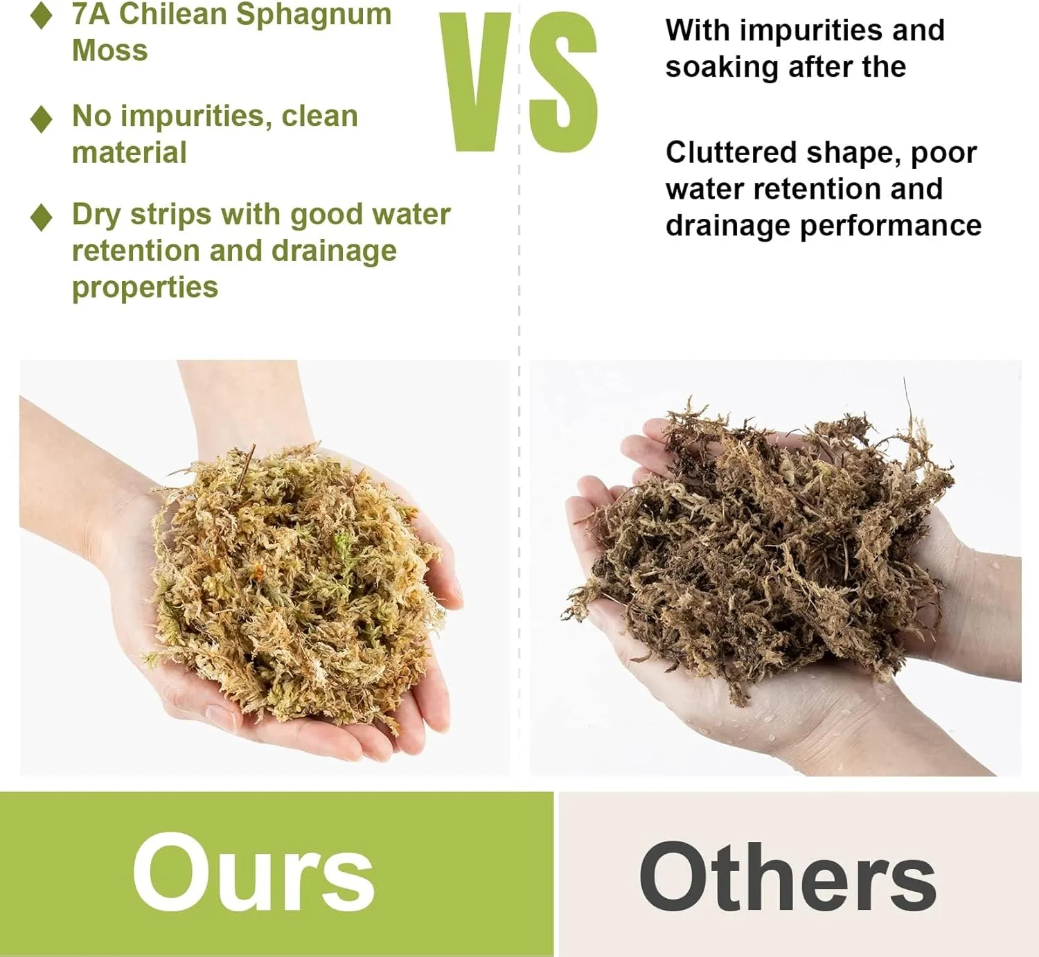 Sukh 10oz Sphagnum Moss for Plants - Sphagnum Peat Moss Natural Long Fibered Dried Moss Potting for Orchids Succulent Carnivorous Potted Plant Reptiles Medium Sarracenia DIY Moss Terrarium Decorations