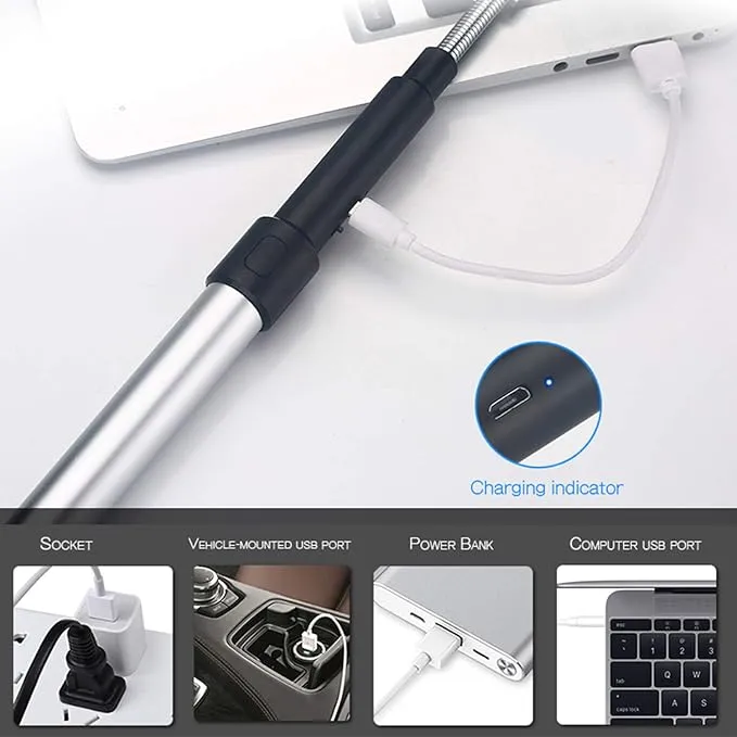 Summoner Telescopic Candle Arc Lighter Electric Rechargeable USB Plasma Lighter Perfect Fire Starter Lighter for BBQs Home Kitchen Outdoor Camping Hiking Cooking Fireworks