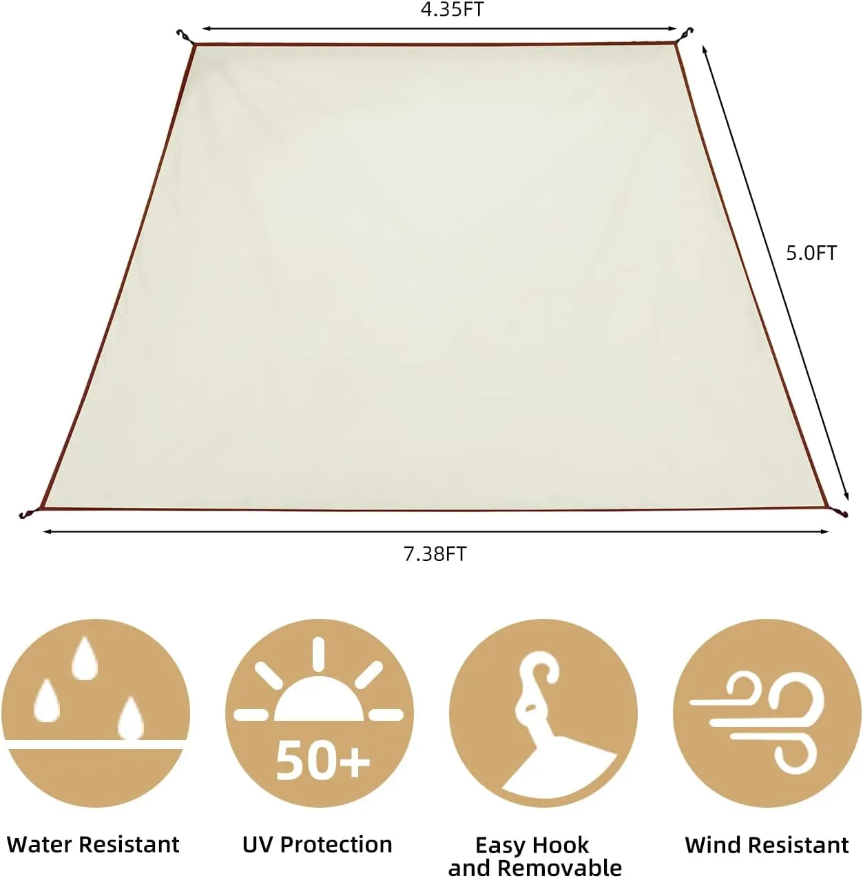 Sunwall for Instant Camping Canopy Shade Tent 8.2' X 8.2', Detachable Flap Sun Shade Side Wall Accessory to Block Sun, Wind, and Rain, 2 Pack Sidewall Only(Beige-2 pcs)