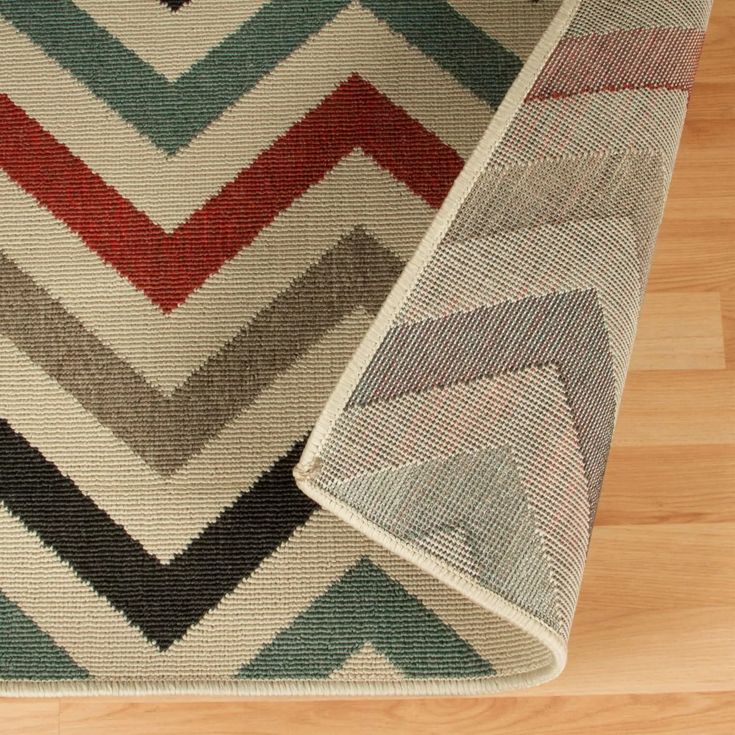Superior Chevron Indoor Outdoor Area Rug, Modern Aesthetic, Floor Cover for Patio, Poolside, Playroom, Kitchen, Bedroom, Dining Room, Entry, Mudroom, Coastal Zig-Zag Rugs, 4' x 6', Brown Multi