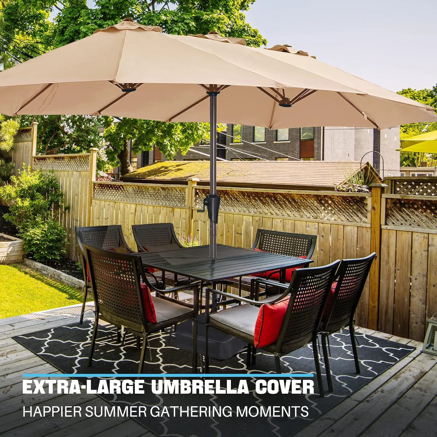 SUPERJARE 13FT Outdoor Patio Umbrella with Base Included, Double Sided Pool Umbrellas with Fade Resistant Canopy, Large Table Umbrella for Deck, Market, Backyard - Beige