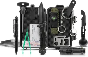 Survival Kit 22 Piece Tactical Equipment Set, Black