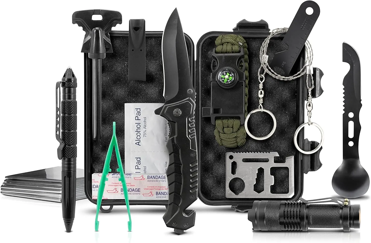 Survival Kit 22 Piece Tactical Equipment Set, Black