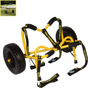 Suspenz Kayak Canoe Transport Trailer, DLX Kayak Cart, Trolley with Airless Wheels and Straps, Weight Capacity 150 lbs, Yellow (22-0044)