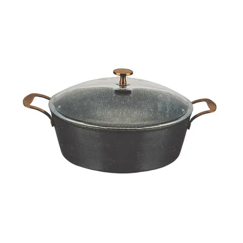 Table Pride 24cm Non Stick Glass Lid Pot With Rose Gold Handle SGN2003