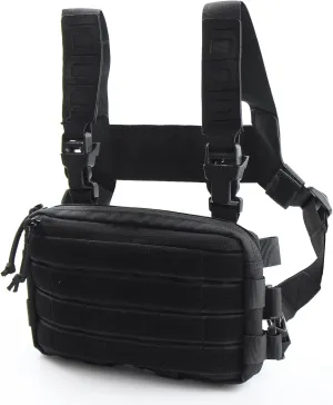 Tactical Chest Rig Bag Molle Organizer Pouch Utility Recon Kit Front Pack Multi-Purpose Daypack Concealed Carry Bag for Outdoor Hunting Hiking Fishing 1000D (black)
