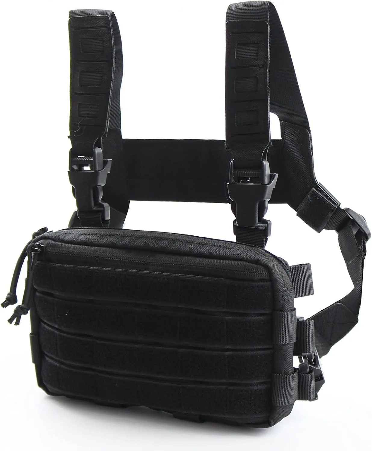 Tactical Chest Rig Bag Molle Organizer Pouch Utility Recon Kit Front Pack Multi-Purpose Daypack Concealed Carry Bag for Outdoor Hunting Hiking Fishing 1000D (black)