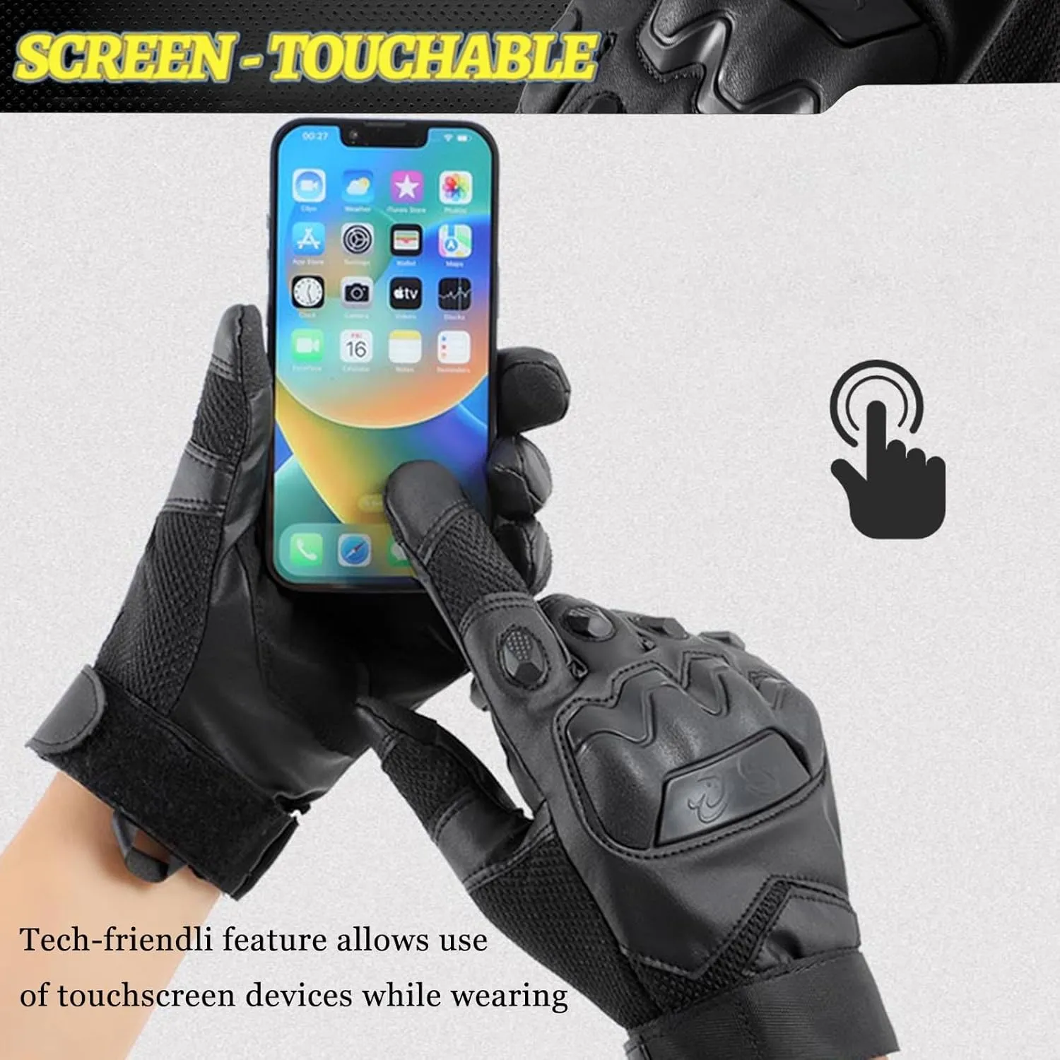 Tactical Gloves for Men Touchscreen Motorcycle Gloves with Hard Shell Leather Palm Padding for Outdoor Sports Motorcycle Cycling Tactical Airsoft Paintball Hunting Hiking Camping Climbing
