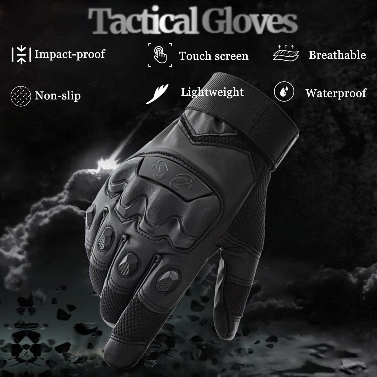 Tactical Gloves for Men Touchscreen Motorcycle Gloves with Hard Shell Leather Palm Padding for Outdoor Sports Motorcycle Cycling Tactical Airsoft Paintball Hunting Hiking Camping Climbing