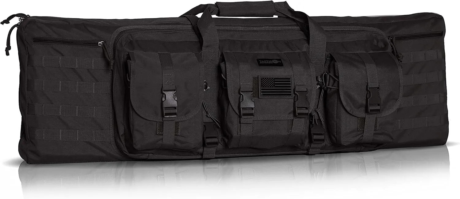 Tacticon Double Rifle Bag | 2 Hard Rifles   2 Pistols Tuckable Backpack Straps | Tactical Cases & Bags | Disabled Combat Veteran Owned Company | Waterproof Padded Carrying Case for Long Gun Storage