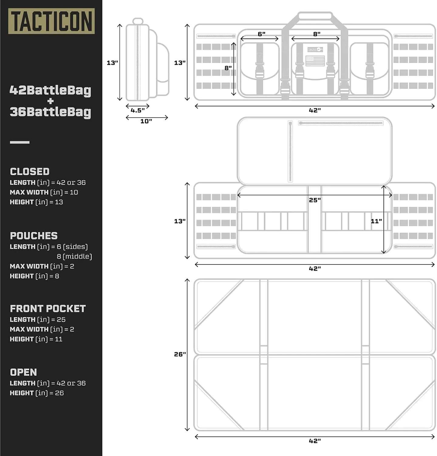 Tacticon Double Rifle Bag | 2 Hard Rifles   2 Pistols Tuckable Backpack Straps | Tactical Cases & Bags | Disabled Combat Veteran Owned Company | Waterproof Padded Carrying Case for Long Gun Storage