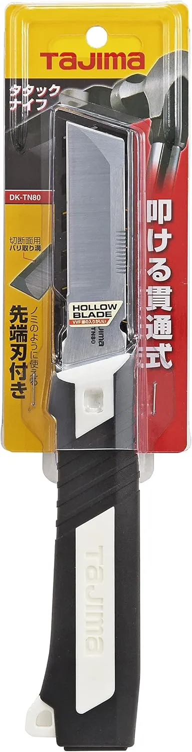 TAJIMA Chisel Knife 80 - DK Series Electrician's Tool with Deburring Groove & Elastomer Grip - DK-TN80-T