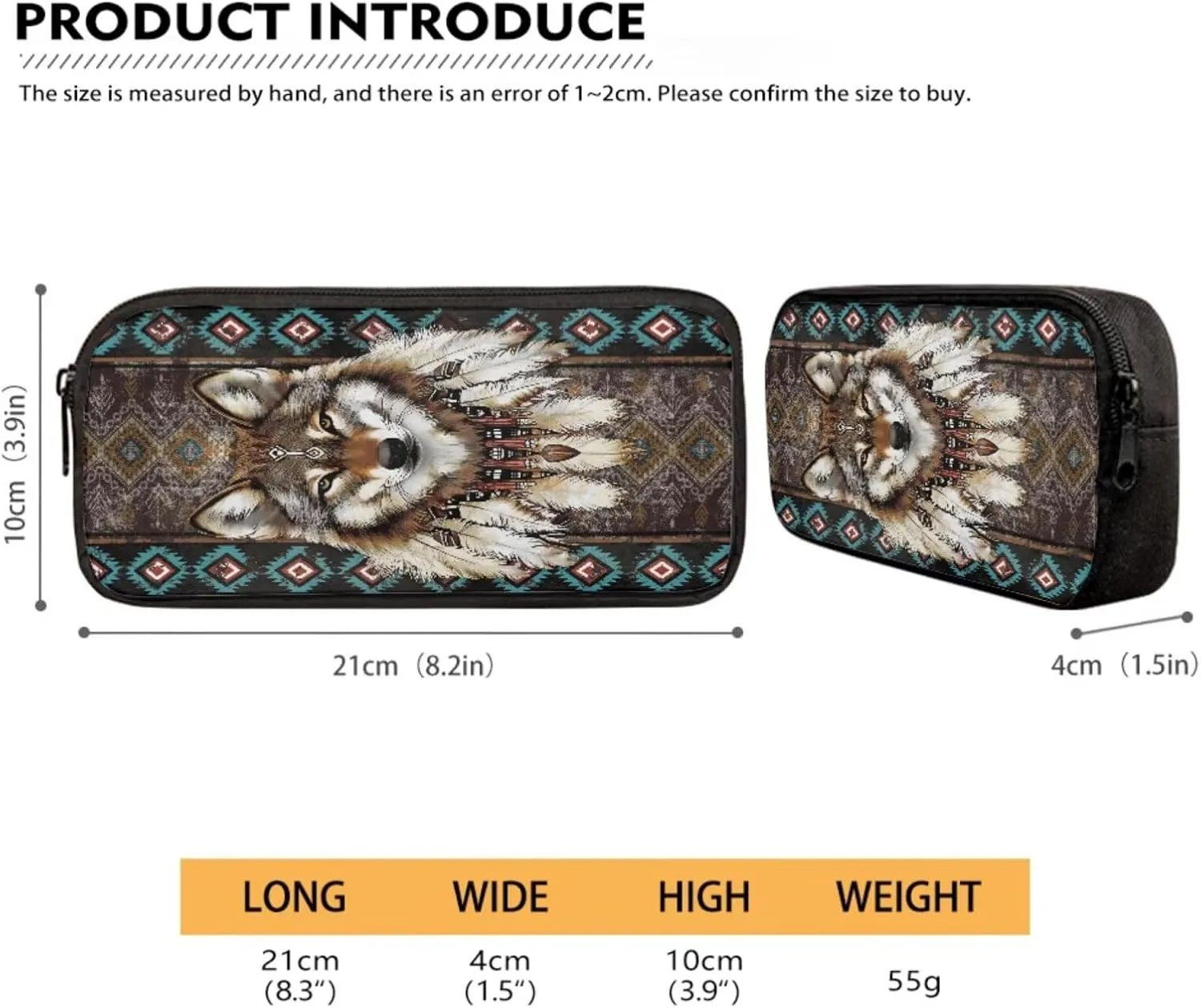 Talayituse Aztec Wolf Feather Print 3PCS Backpack for Boys, American Tribal Geometric Kids Backpack for Elementary Middle School Students, Large Capacity Schoolbags with Lunch Box and Pencil Case