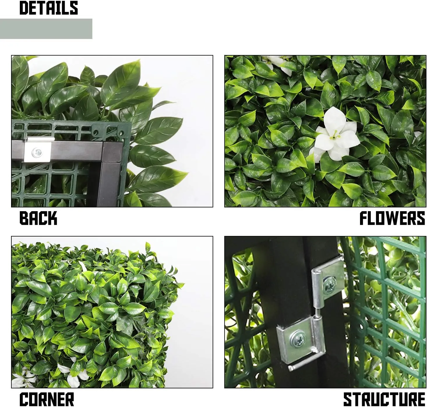 TANG Artificial Gardenia Hedge Wall Faux Fake Greenery Room Divider Backdrop Hedge Privacy Screen Fence for Balcony Garden Backyard Deck 40"x40"