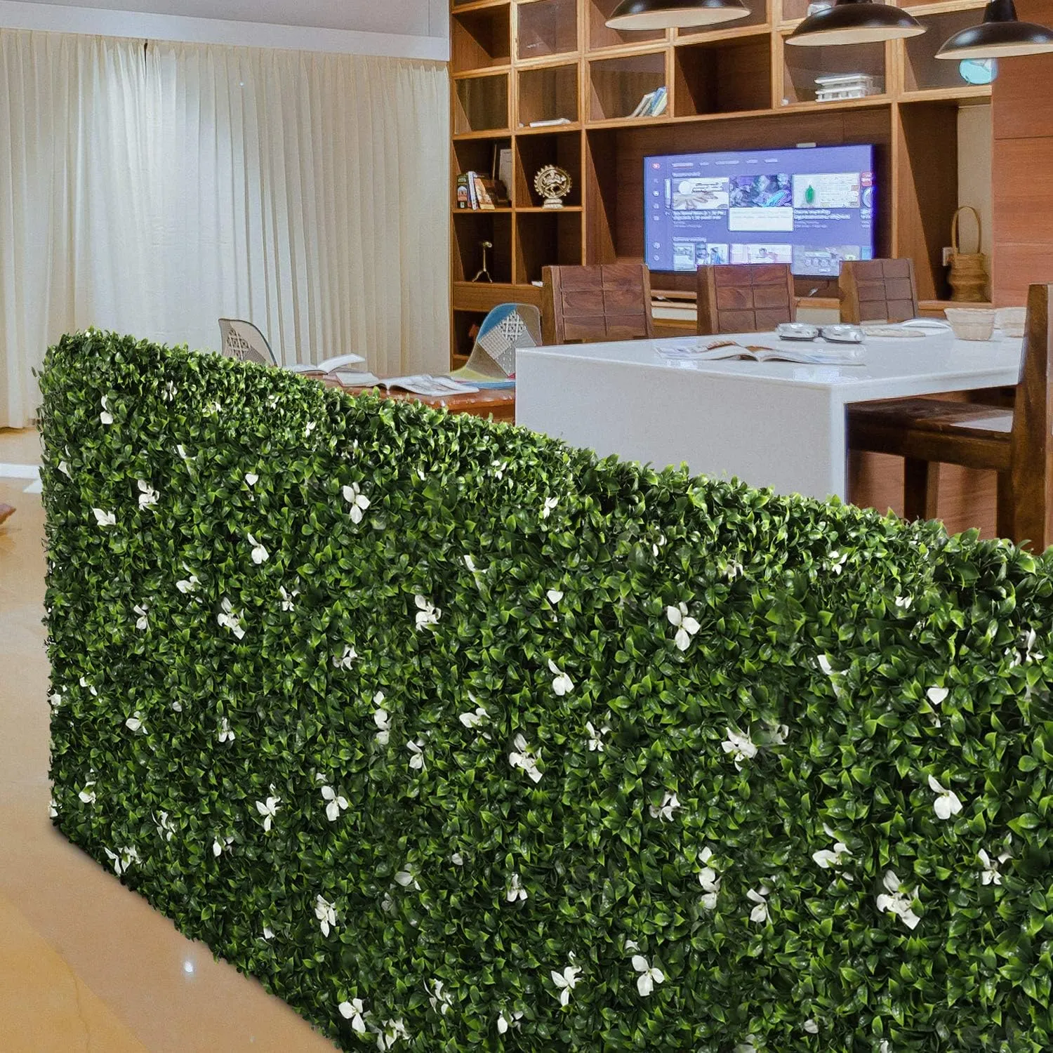 TANG Artificial Gardenia Hedge Wall Faux Fake Greenery Room Divider Backdrop Hedge Privacy Screen Fence for Balcony Garden Backyard Deck 40"x40"
