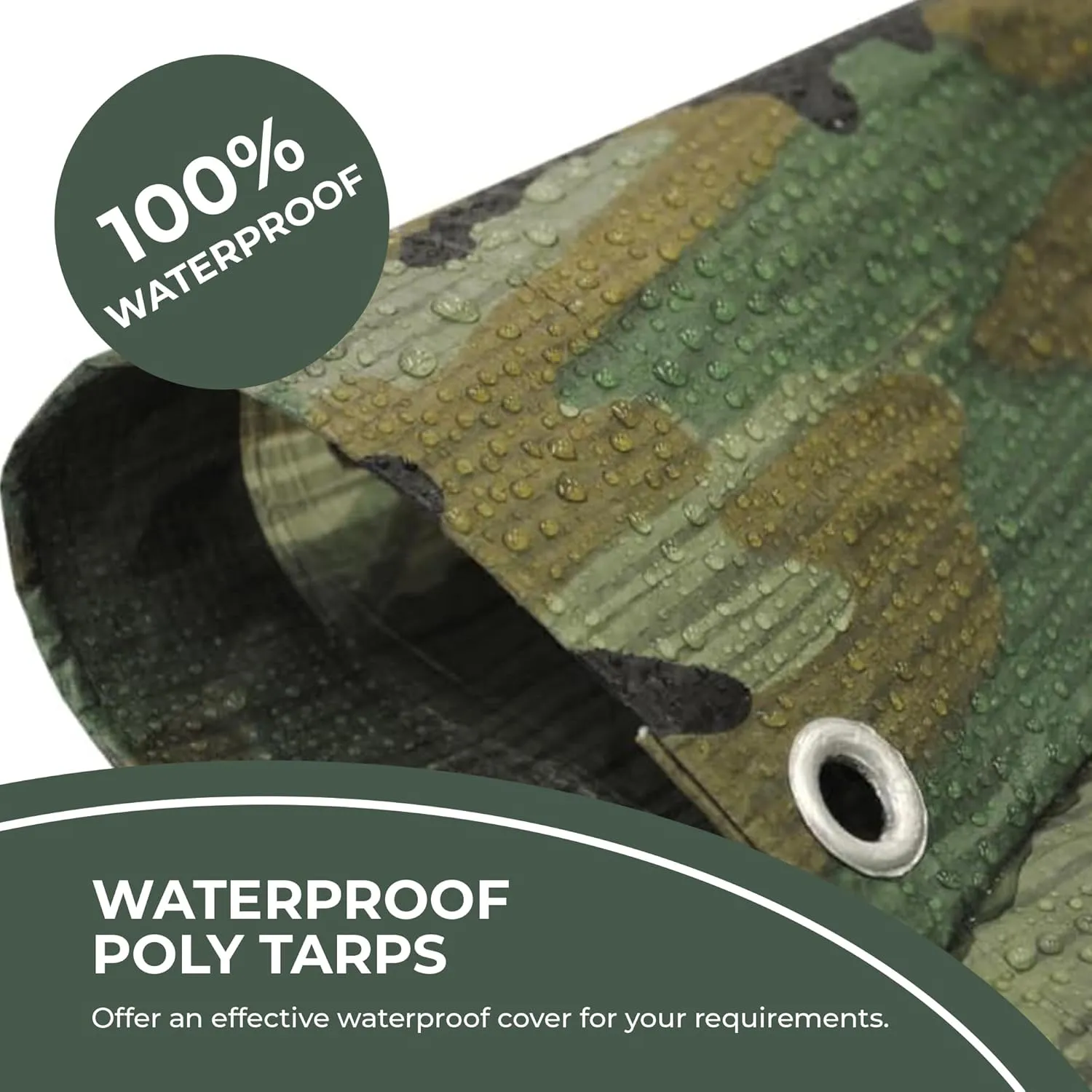 Tarps Now Camouflage Plastic Tarp (Poly Tarp) 12x24 ft - 8 MIL Heavy Duty Waterproof Cover | Tear-Resistant with Rustproof Grommets & Reinforced Edges | Ideal for Camping, Landscaping - Woodland Camo