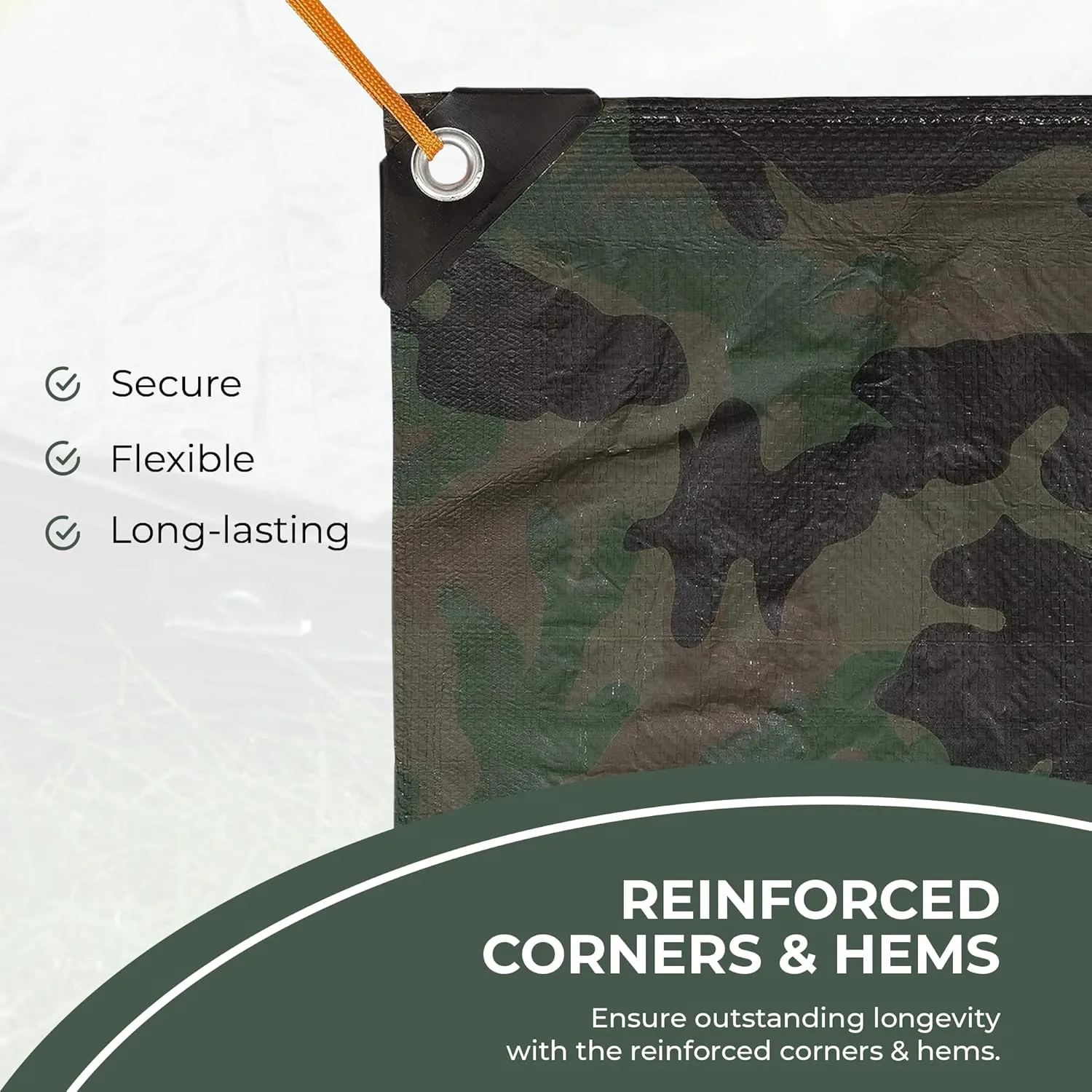 Tarps Now Camouflage Plastic Tarp (Poly Tarp) 12x24 ft - 8 MIL Heavy Duty Waterproof Cover | Tear-Resistant with Rustproof Grommets & Reinforced Edges | Ideal for Camping, Landscaping - Woodland Camo