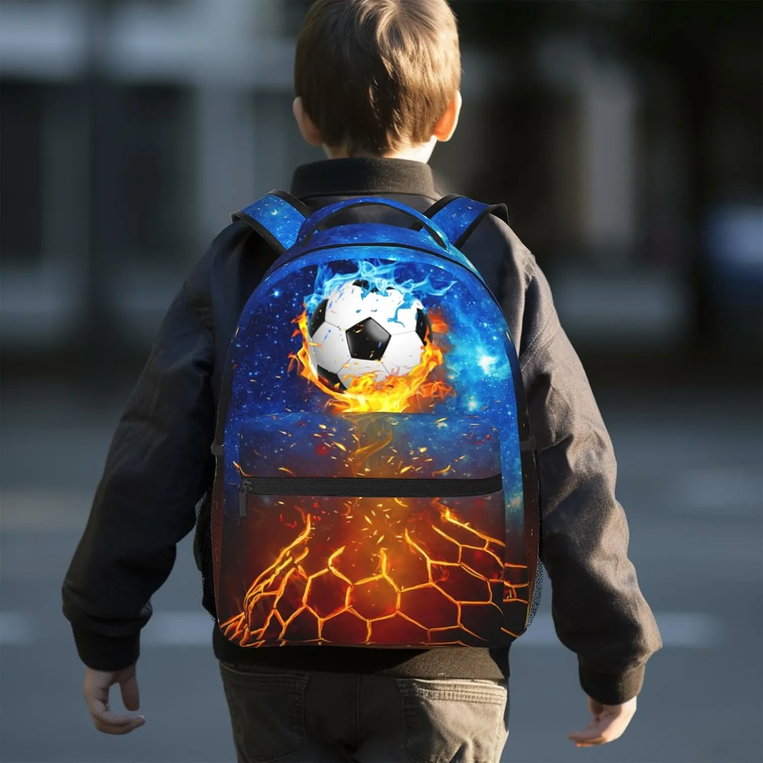 Teen Soccer Ball Backpack for Boys Girls Waterproof Durable School Bookbag Galactic Star Pattern Travel Backpack for Adults Teens