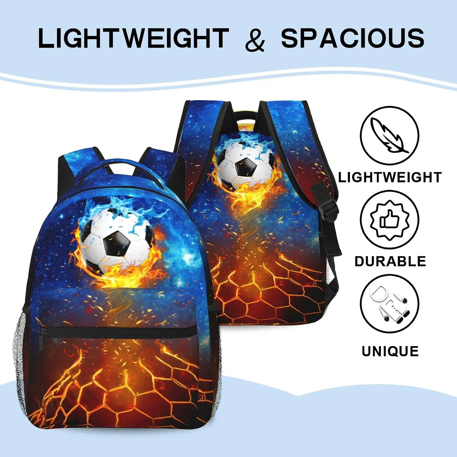 Teen Soccer Ball Backpack for Boys Girls Waterproof Durable School Bookbag Galactic Star Pattern Travel Backpack for Adults Teens