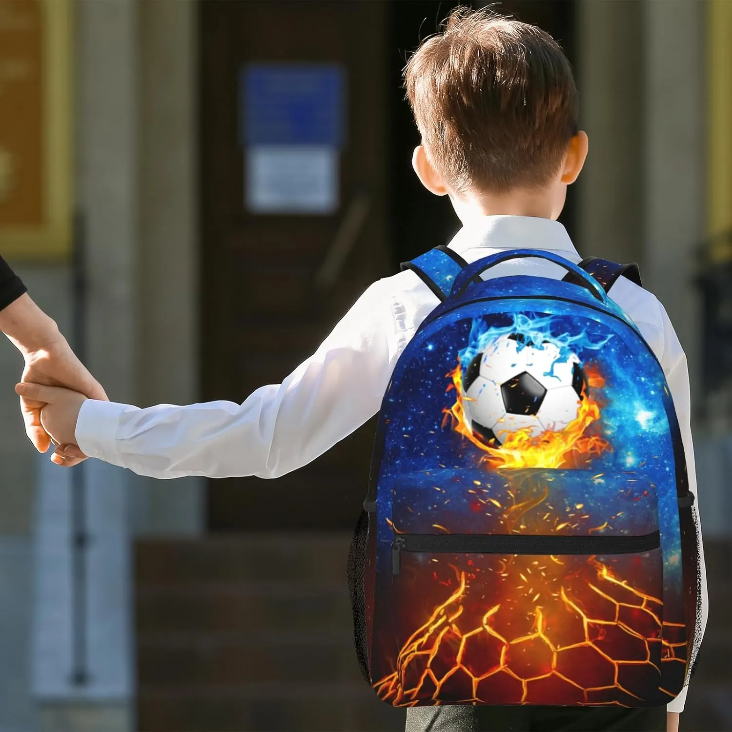 Teen Soccer Ball Backpack for Boys Girls Waterproof Durable School Bookbag Galactic Star Pattern Travel Backpack for Adults Teens