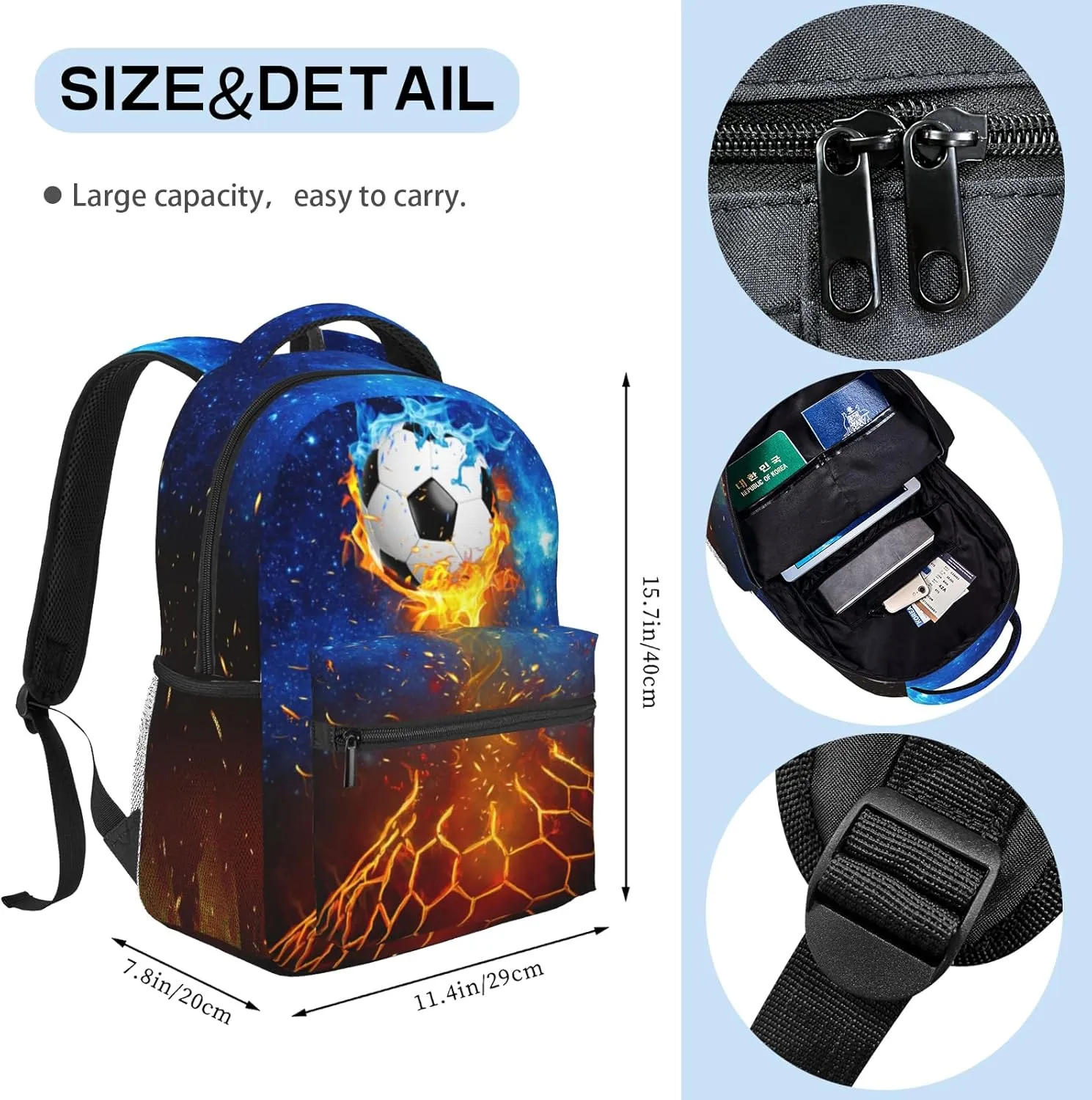 Teen Soccer Ball Backpack for Boys Girls Waterproof Durable School Bookbag Galactic Star Pattern Travel Backpack for Adults Teens