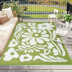 Tent Flower Rugs RV 8'x10' for Rugs Camping, RV Portable Camper Outdoor Waterproof, Mat Outside, Plastic Rugs Reversible Picnic Early-bird deal Outdoor Guaranteed protection Garden Moynesa for Straw Large for