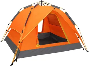 Tent for Camping Tent Family Camping Tent 3 4 Person with 2 Door&4 Mesh Windows Double Layer Instant Tent Automatic Pop Up Large Space for Picnic Outdoors (Color : Orange)