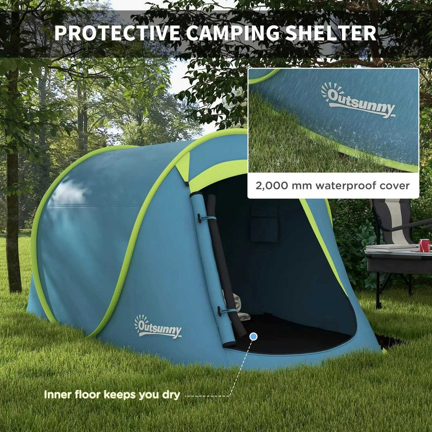 Tent, Pop-Up Top-quality at low price Outsunny Accessories Two-Man Dome - Blue Digital With