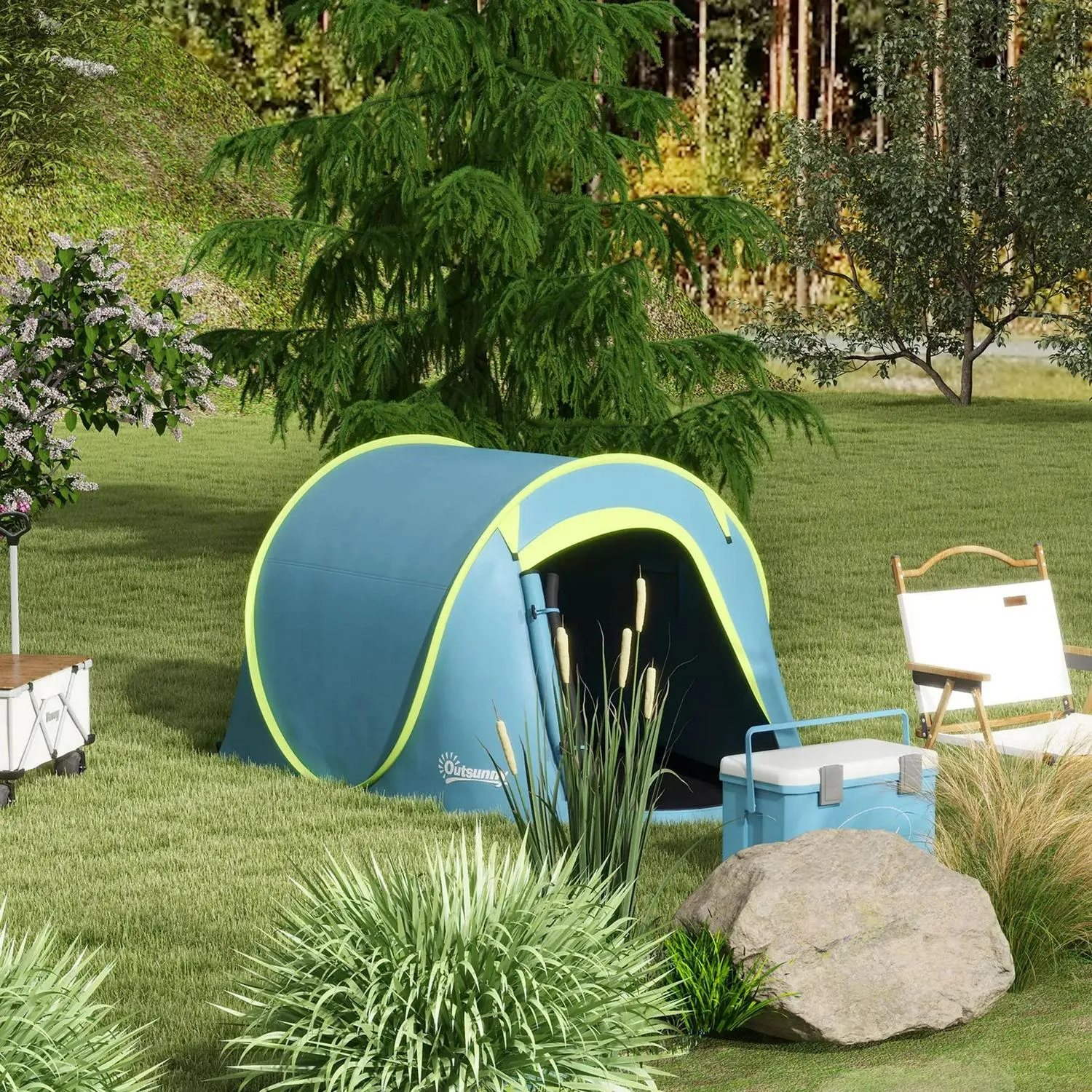 Tent, Pop-Up Top-quality at low price Outsunny Accessories Two-Man Dome - Blue Digital With