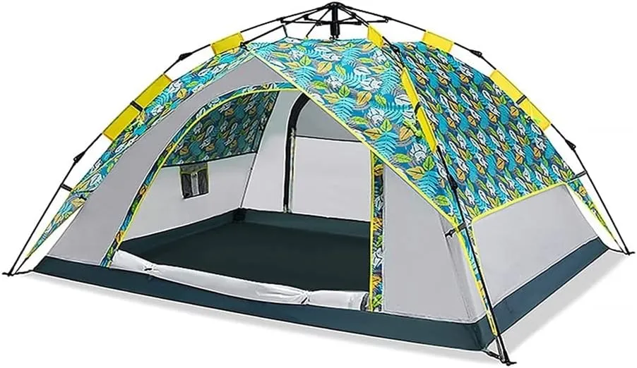 Tent Tent Outdoor Camping Outing Outdoor 3-4 People Pop up Camping Tent 3 in 1 Style Double Hexagonal Beach Automatic Tent Outdoor Family Tent (Color : B) (B)