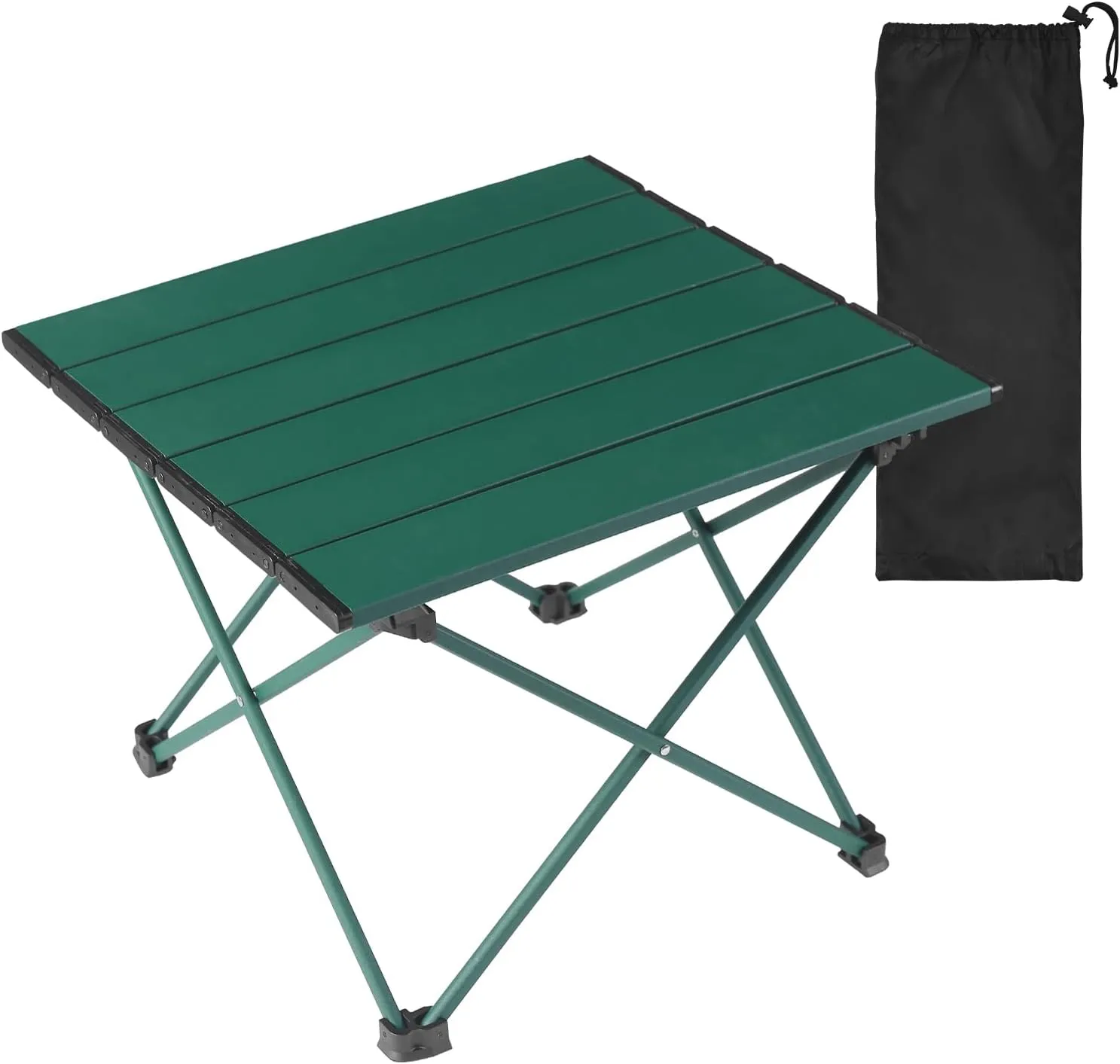 Tesouro Portable Camping Table,Folding Side Table Aluminum Top for Outdoor Cooking, Hiking, Travel, Picnic (Blackish Green, 1-Small)
