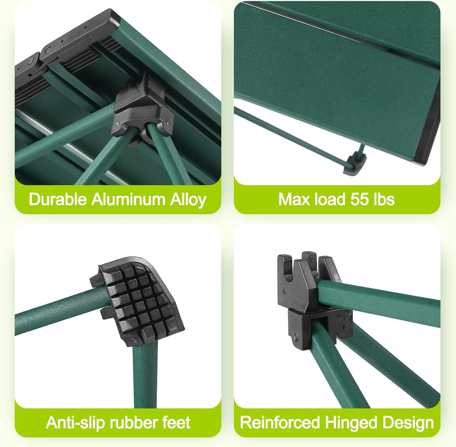 Tesouro Portable Camping Table,Folding Side Table Aluminum Top for Outdoor Cooking, Hiking, Travel, Picnic (Blackish Green, 1-Small)