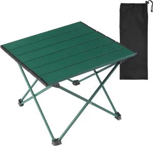 Tesouro Portable Camping Table,Folding Side Table Aluminum Top for Outdoor Cooking, Hiking, Travel, Picnic (Blackish Green, 1-Small)