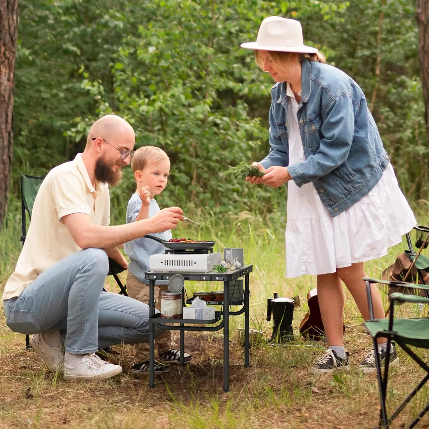 Titanker Folding Camping Table 2ft, Small Folding Camp Table Portable with 50% Extra Space, Small Picnic Table, Portable Beach Desk, Car Camping Essentials, Aluminum Light & Solid