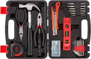 Tool Kit - 102 Heat-Treated Pieces with Carrying Case - Essential Steel Hand Tool and Basic Repair Set for Apartments, Dorm, Homeowners by Stalwart